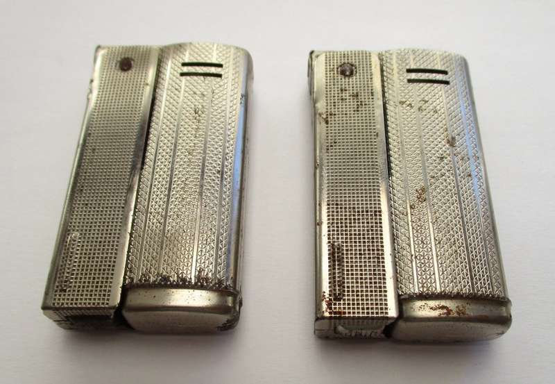 Two vintage IMCO Streamline 6800 fluid and flint lighters, made in Vienna Austria.