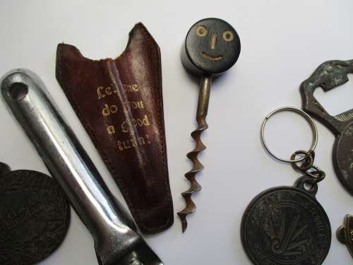 Cork screw / bottle opener / key chain, bar related items