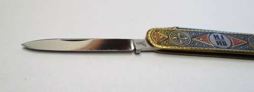 RARE Brass Folding Knife `HIHO` Tyres Made in Solingen, Germany by SMF Sitting King Tang stamp