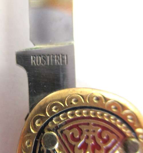 RARE Brass Folding Knife `HIHO` Tyres Made in Solingen, Germany by SMF Sitting King Tang stamp