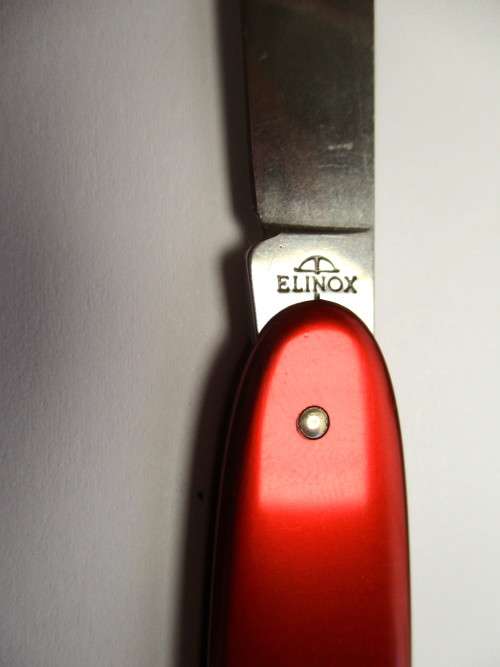Vintage Pre 1973 Elinox Swiss Army Victorinox Secretary Pocket knife - Red Alox - Disc Model.