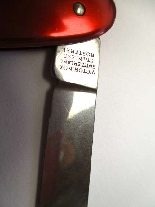Vintage Pre 1973 Elinox Swiss Army Victorinox Secretary Pocket knife - Red Alox - Disc Model.