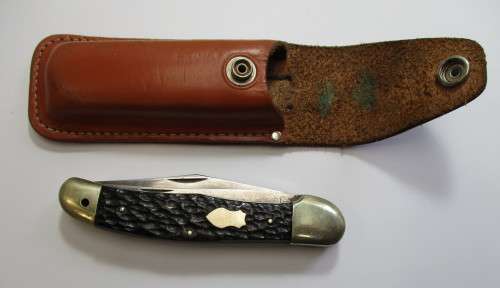 Large vintage Carl Schlieper two bladed jack knife, jigged bone made in Solingen Germany.
