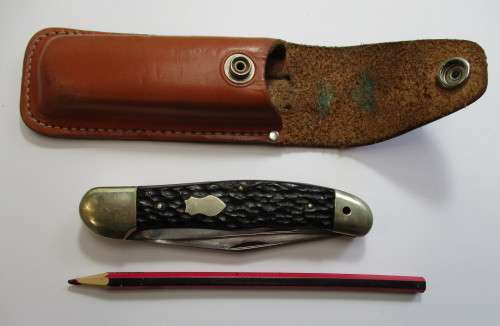 Large vintage Carl Schlieper two bladed jack knife, jigged bone made in Solingen Germany.