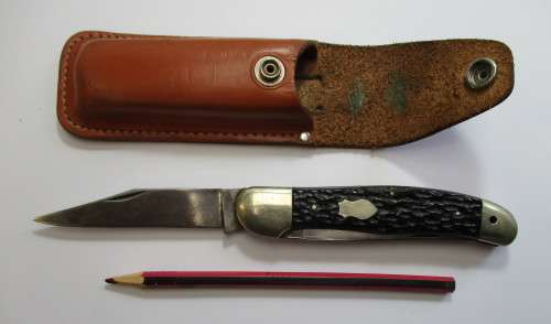 Large vintage Carl Schlieper two bladed jack knife, jigged bone made in Solingen Germany.