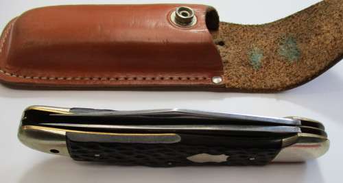Large vintage Carl Schlieper two bladed jack knife, jigged bone made in Solingen Germany.