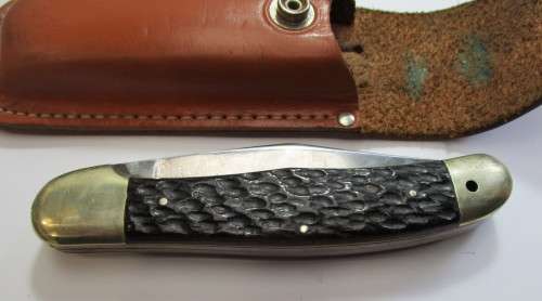Large vintage Carl Schlieper two bladed jack knife, jigged bone made in Solingen Germany.