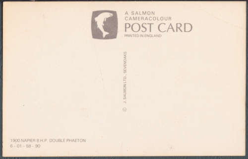Vintage Post card Car /Automobile - 1900 Napier 8HP Double Phaeton -- A Salmon Camercolour Post Card