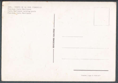 Vintage post card -- Puerto de la Cruz, Costa Martinez Swimming-pools