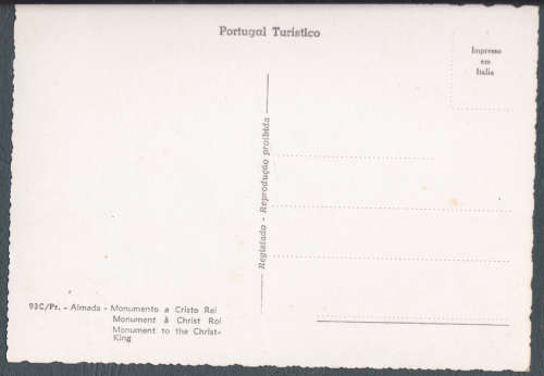 Vintage post card Almada, Portugal, Monument to the Christ King