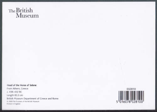 British Museum post card -- The Head of the Horse of Selene. printed in England.