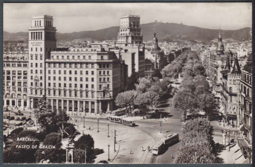 Vintage Post card -- Barcelona - Paseo de Gracia