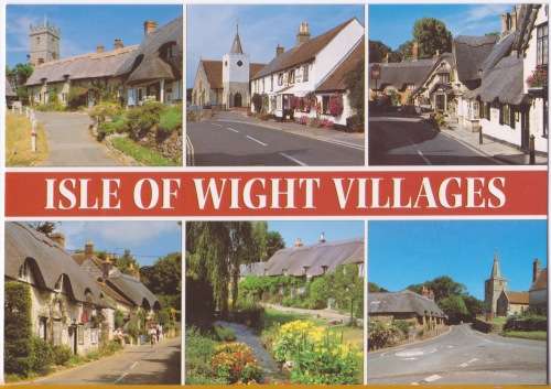 Vintage Post Card - Isle of Wight - Villages. Salmon Cameracolour Post Card