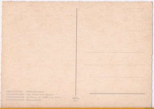 Vintage Post Card - Copenhagen, The Town Hall Square