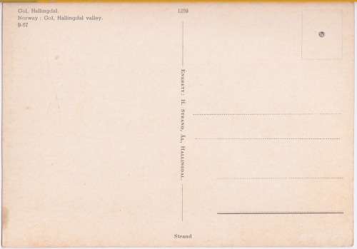 Vintage Post Card - Norway, Gor Hallingdal Valley