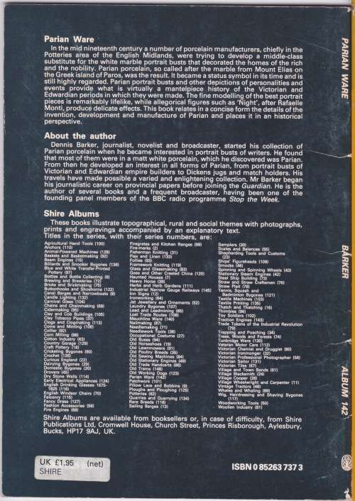 Parian Ware - Dennis Barker - Shire Album No. 142 (Softcover)