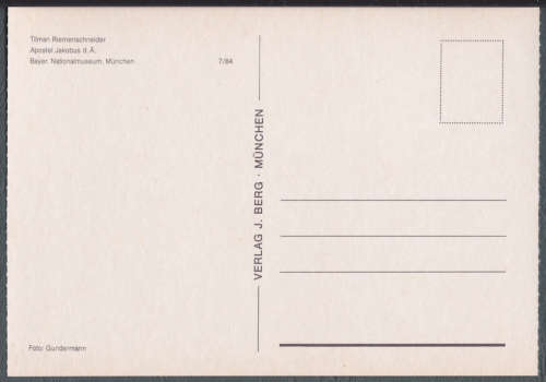 Vintage Postcard - Tilman Riemenschneider - Apostel Jakobus` Munich, Germany