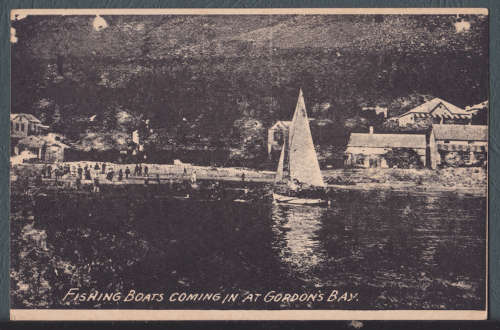 Vintage Post Card -- Fishing Boats Coming in At Gordon`s Bay