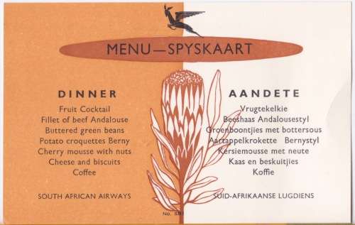 Vintage Post Card -- SAA Post Card / Menu