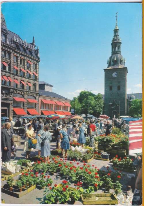 Vintage Postcard -- Norway -- Oslo - Stortorvet with the Oslo Cathedral