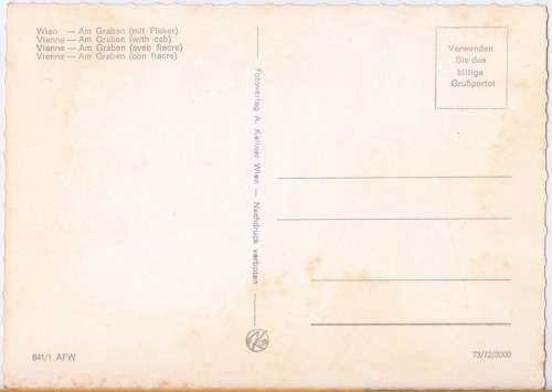Vintage Postcard -- Vienna - Am Graben (with Cab)