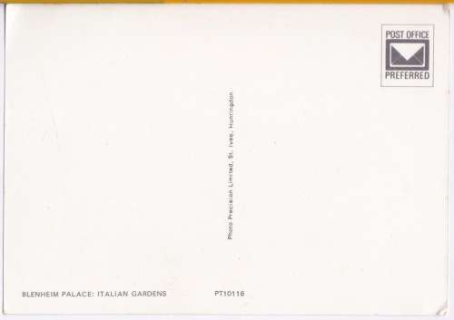 Vintage postcard - Blenheim Palace - Italian Gardens, England.
