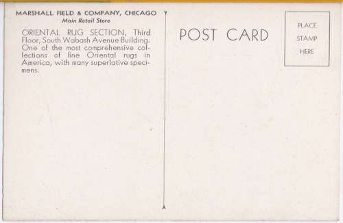 Vintage Postcard - Marshall Field &Company, Chicago, USA - Main Retail store, Oriental Rug Section