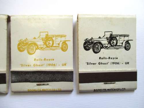 Vintage match books - Rolls Royce `Silver Ghost` &  Morgan `Aero`