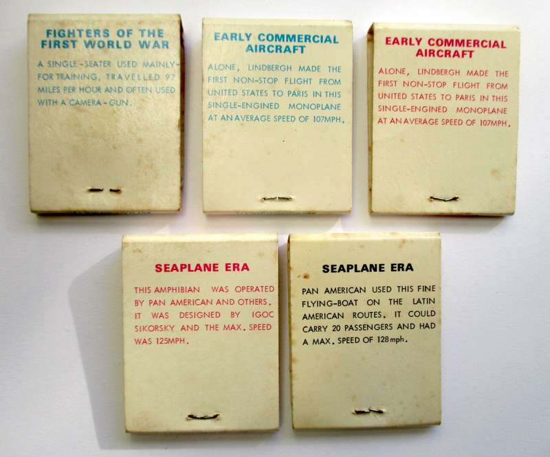 Vintage Matchbooks / matches -- USA Planes / Aircraft