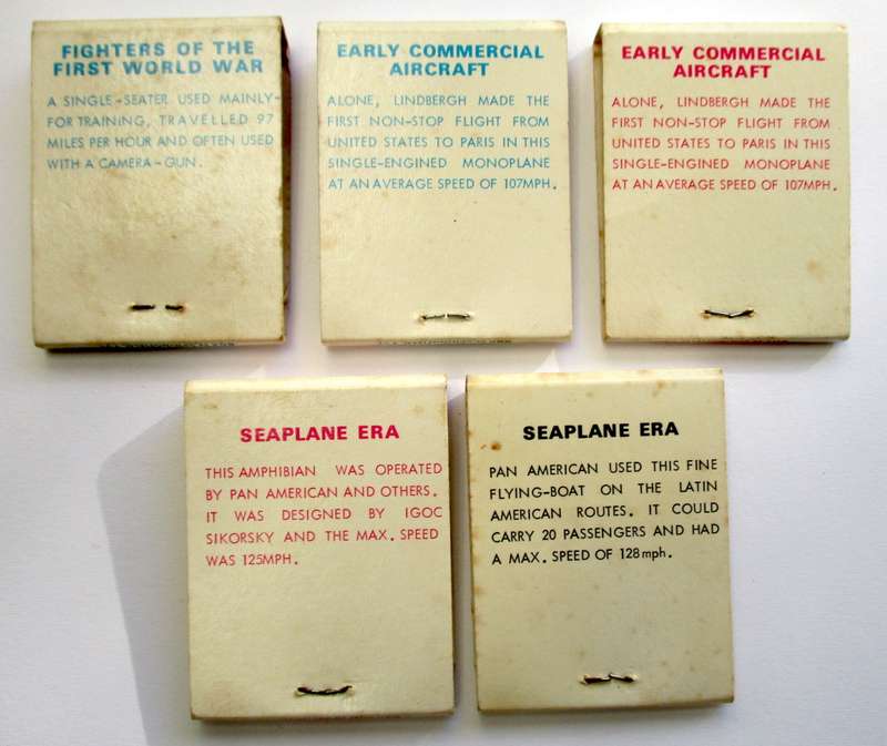 Vintage Matchbooks / matches -- USA Planes / Aircraft