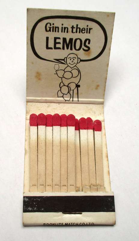 Vintage Matchbook -- Lemos Cordial - ` Blondes prefer Gin in their Lemos`