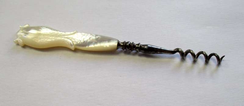 Antique, Victorian ? hand carved, mother of pearl, perfume bottle cork screw.