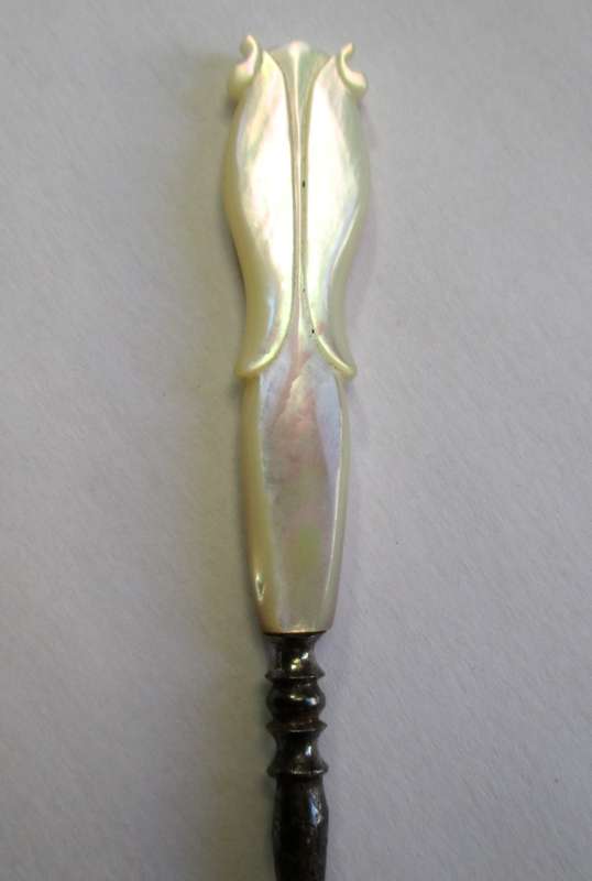 Antique, Victorian ? hand carved, mother of pearl, perfume bottle cork screw.