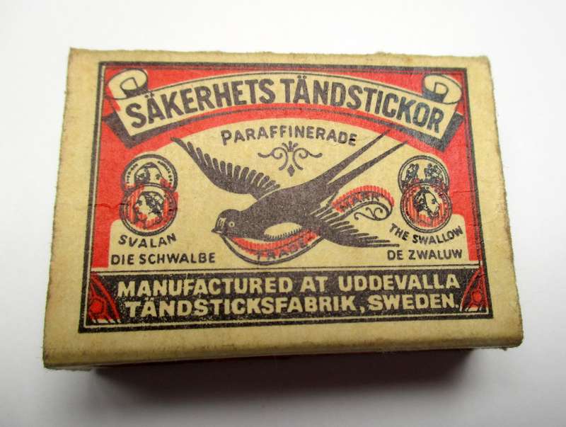 Vintage `Swallow` matches, Made in Uddevalla, Sweden