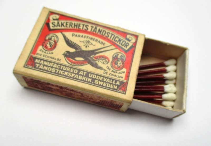 Vintage `Swallow` matches, Made in Uddevalla, Sweden