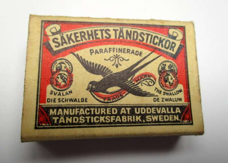Vintage `Swallow` matches, Made in Uddevalla, Sweden