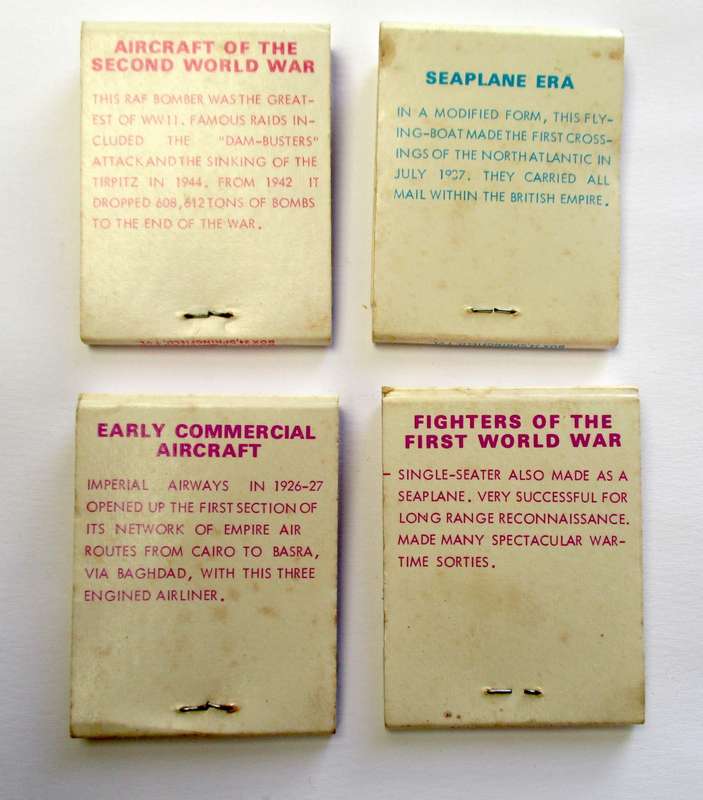 Vintage Matchbooks / Matches -- BOOKLITE Match Co. Aircraft related