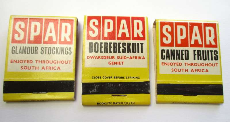 Vintage Spar Match Books / Matches - Boerebeskuit / Glamour Stockings & Canned Fruits