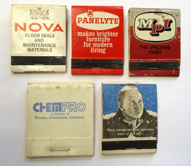Vintage South African Matchbooks -- Nova Floor Seals / MPI / Chempro / Roof Insulation