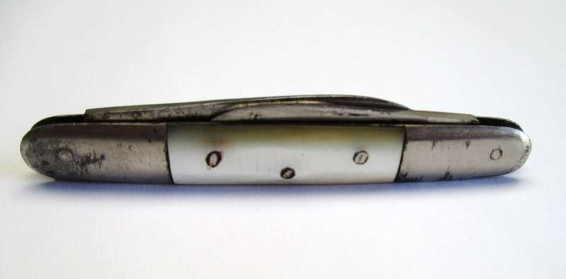 Small Antique / Vintage real Mother of Pearl Folding Knife - probably German made.