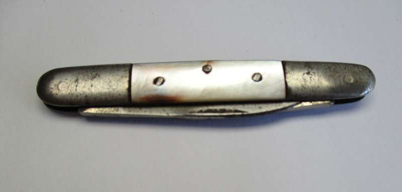Small Antique / Vintage real Mother of Pearl Folding Knife - probably German made.
