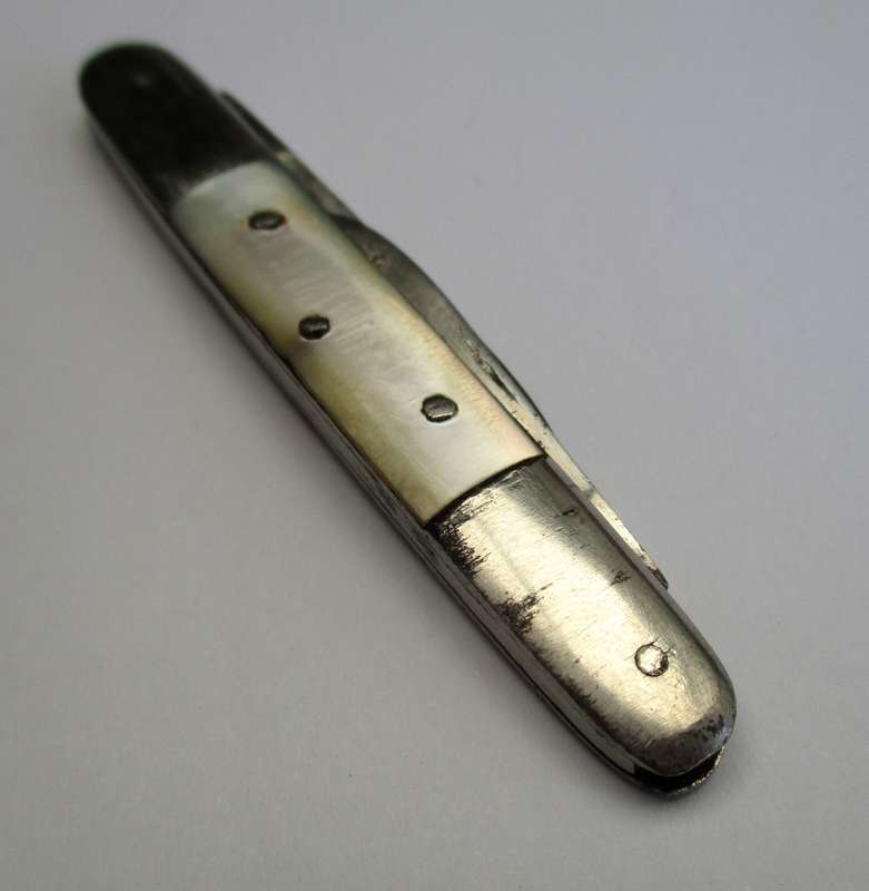 Small Antique / Vintage real Mother of Pearl Folding Knife - probably German made.