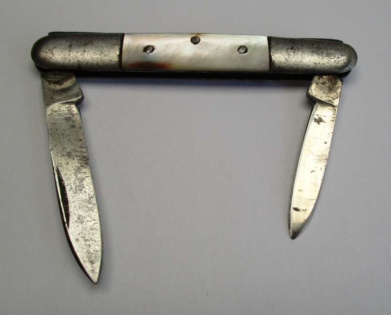 Small Antique / Vintage real Mother of Pearl Folding Knife - probably German made.