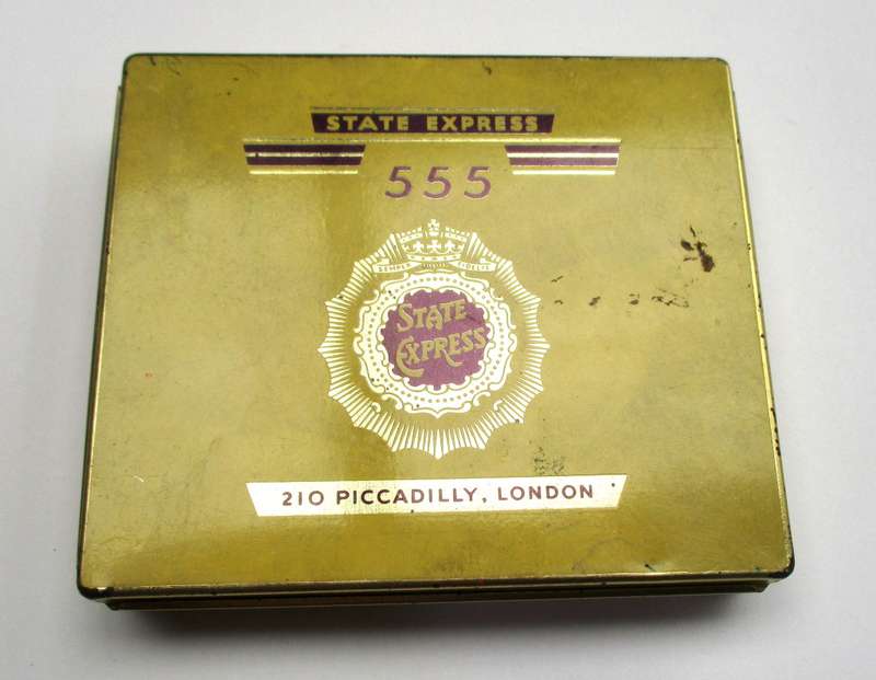 Vintage Cigarette Tin -- State Express 555, 210 Piccadilly, London