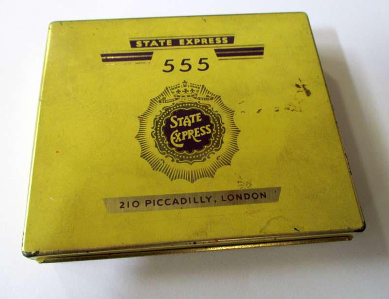 Vintage Cigarette Tin -- State Express 555, 210 Piccadilly, London
