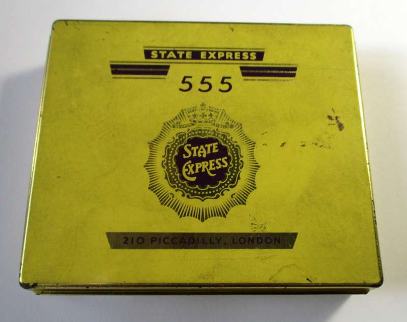 Vintage Cigarette Tin -- State Express 555, 210 Piccadilly, London