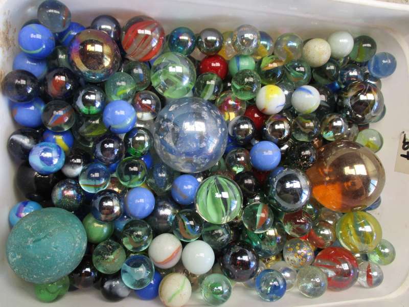 Marble lot - one ice-cream tub of various marbles