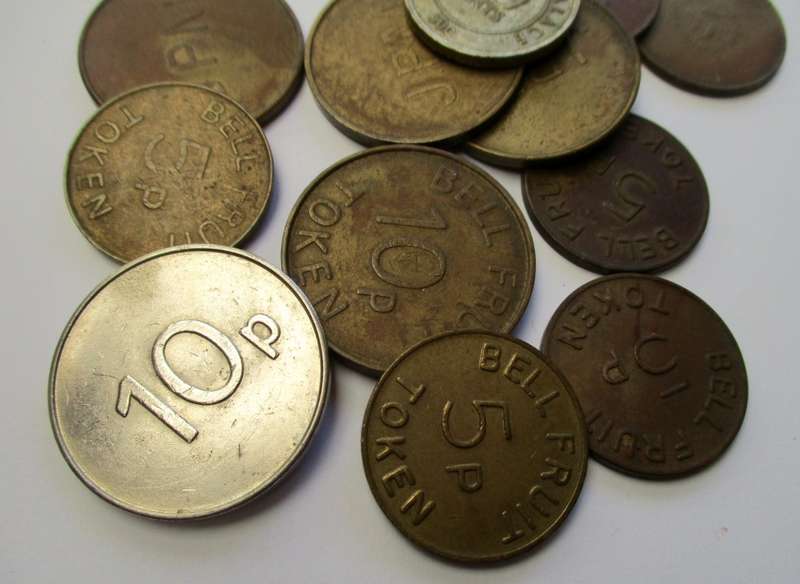 Misc. vintage Token Lot - Bell Fruit / Gaming tokens - etc .. mostly UK 1970s