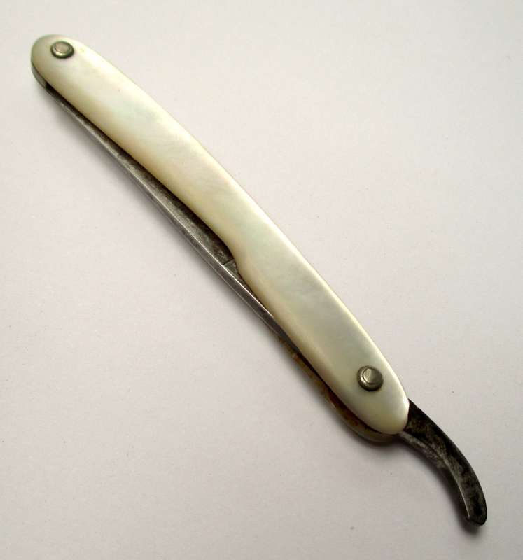 Antique Robert Klaas Cut Throat Razor - Genuine Mother of Pearl - Marked Prussia