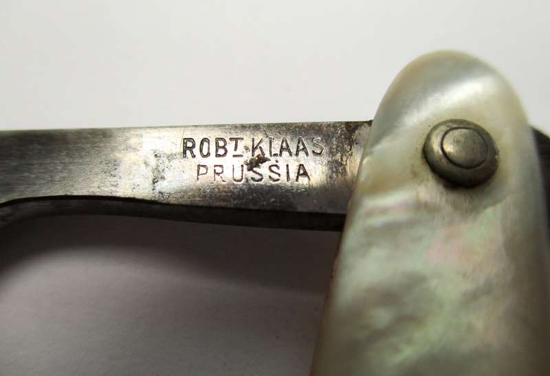 Antique Robert Klaas Cut Throat Razor - Genuine Mother of Pearl - Marked Prussia